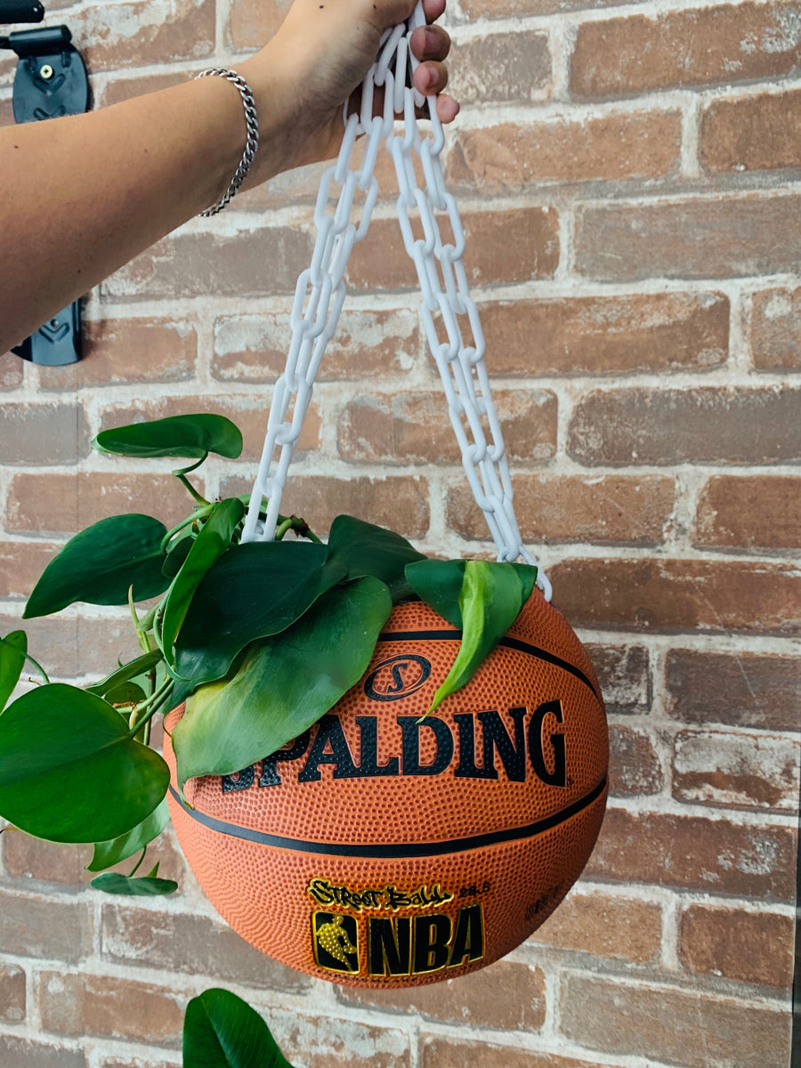 hanging basketball planter Classic Orange or Brown Recycled Basketball Planter
