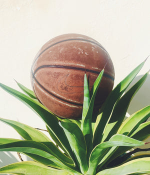 
            
                Load image into Gallery viewer, Brown &amp;amp; Orange Upcycled Basketball Planters
            
        