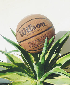 
            
                Load image into Gallery viewer, Brown &amp;amp; Orange Upcycled Basketball Planters
            
        