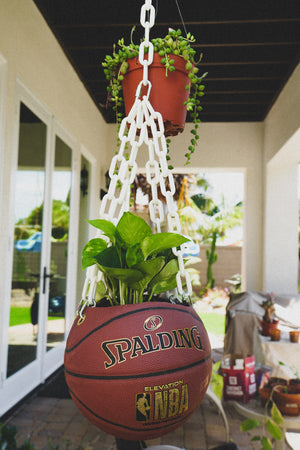 basketball plant pot Classic Brown Spalding Basketball Planter – Upcycle Planet